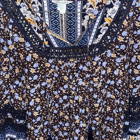 Sundance Navy Blue Floral Boho Long Sleeve Dress Size XS - Picture 8 of 8
